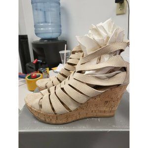 CORDANI SHOES ELECTRA PLATFORM WEDGE SANDAL/BOOTIES SUEDE BACK ZIP 40 ITALY